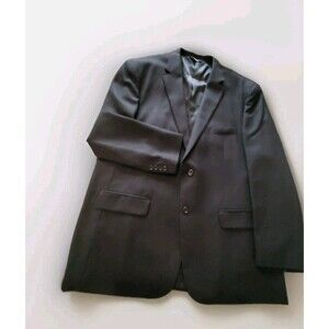 Vintage Pronto Uomo Platinum Mens 48L Black 100% Wool Blazer Sport Coat Jacket